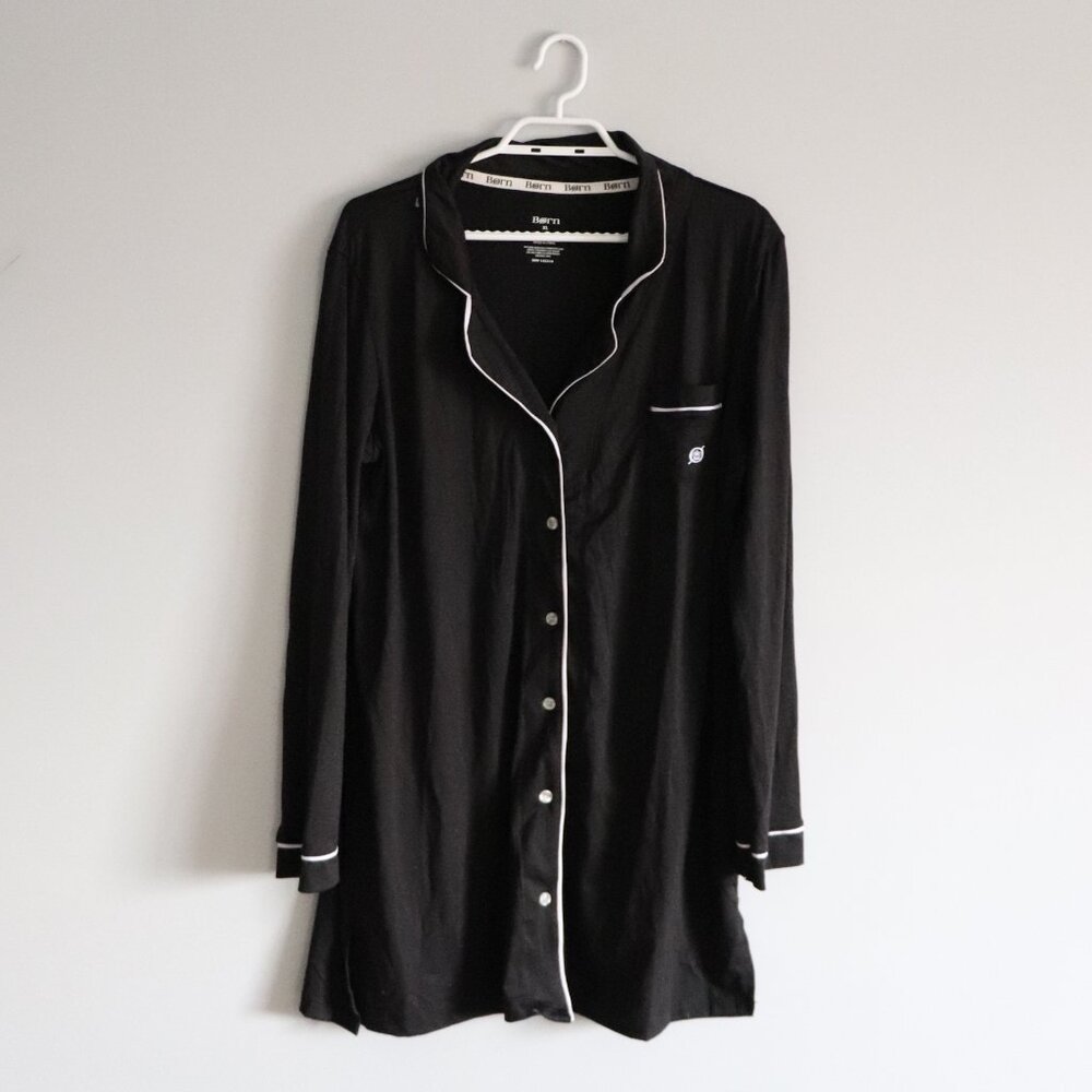 Born Sleepwear Black‎ XL Buttoned Lounge Wear Pj Midi Dress Shirt